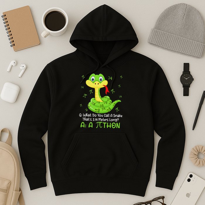 Python Pithon Pi Symbol Funny Math Teacher Pi Day Hoodie