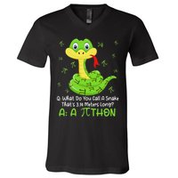 Python Pithon Pi Symbol Funny Math Teacher Pi Day V-Neck T-Shirt
