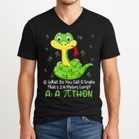 Python Pithon Pi Symbol Funny Math Teacher Pi Day V-Neck T-Shirt
