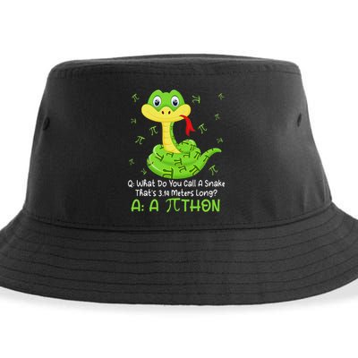 Python Pithon Pi Symbol Funny Math Teacher Pi Day Sustainable Bucket Hat