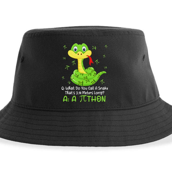 Python Pithon Pi Symbol Funny Math Teacher Pi Day Sustainable Bucket Hat