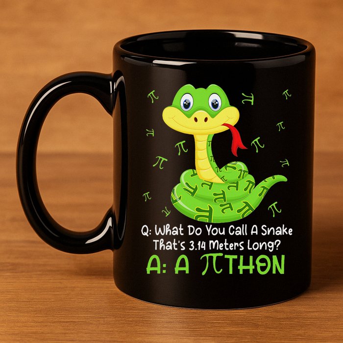 Python Pithon Pi Symbol Funny Math Teacher Pi Day 11oz C Handle Ceramic Mug