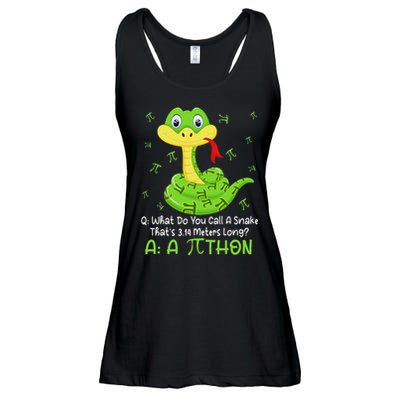 Python Pithon Pi Symbol Funny Math Teacher Pi Day Ladies Essential Flowy Tank