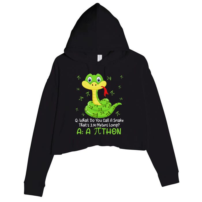 Python Pithon Pi Symbol Funny Math Teacher Pi Day Crop Fleece Hoodie