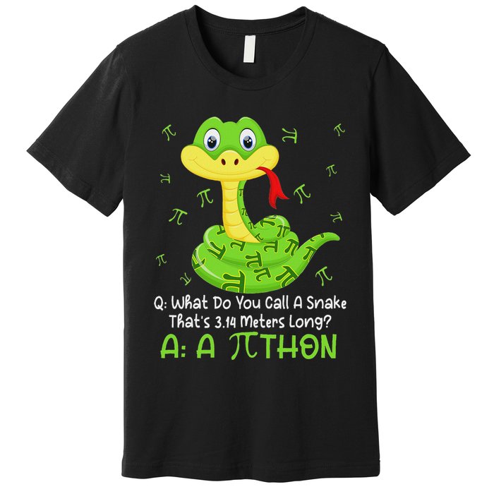 Python Pithon Pi Symbol Funny Math Teacher Pi Day Premium T-Shirt