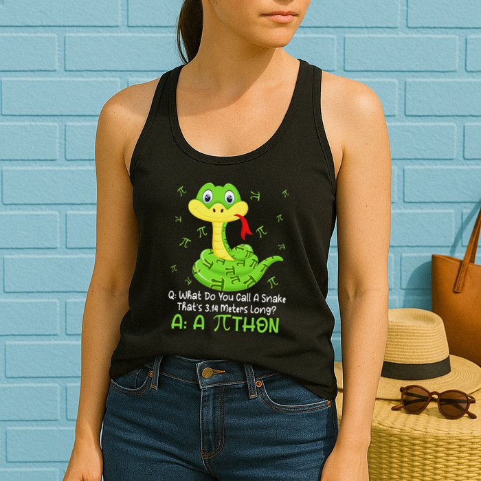 Python Pithon Pi Symbol Funny Math Teacher Pi Day Womens Tank Top