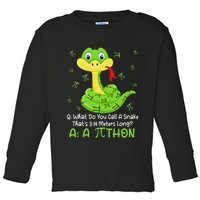 Python Pithon Pi Symbol Funny Math Teacher Pi Day Toddler Long Sleeve Shirt