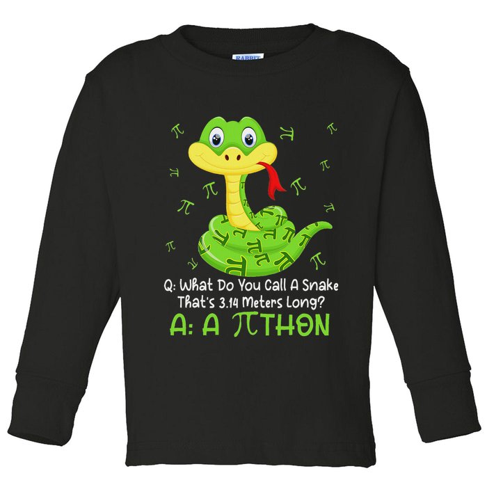 Python Pithon Pi Symbol Funny Math Teacher Pi Day Toddler Long Sleeve Shirt