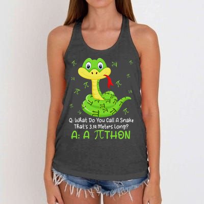 Python Pithon Pi Symbol Funny Math Teacher Pi Day Women's Knotted Racerback Tank