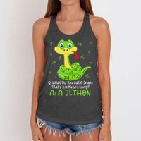 Python Pithon Pi Symbol Funny Math Teacher Pi Day Women's Knotted Racerback Tank