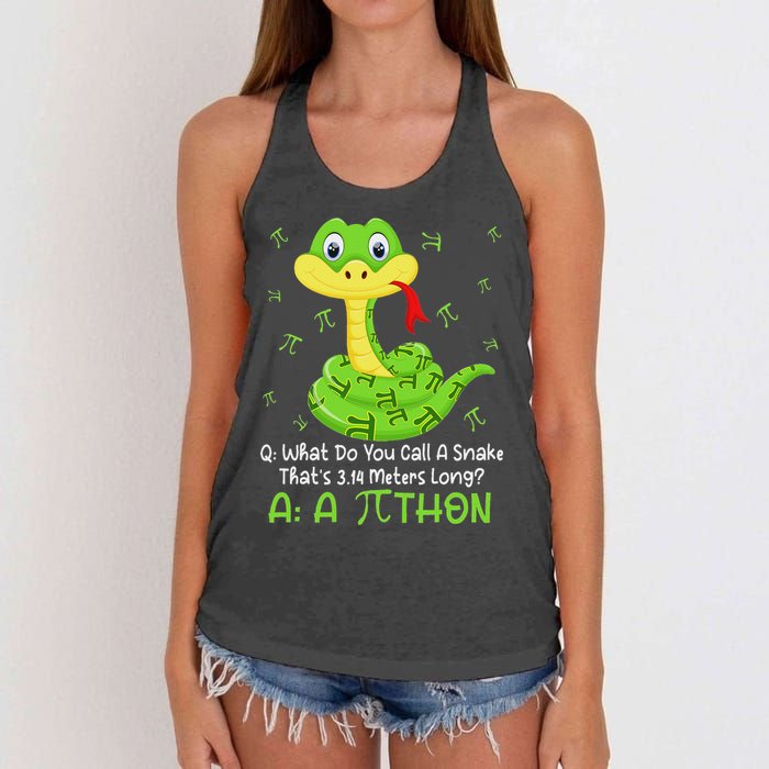 Python Pithon Pi Symbol Funny Math Teacher Pi Day Women's Knotted Racerback Tank
