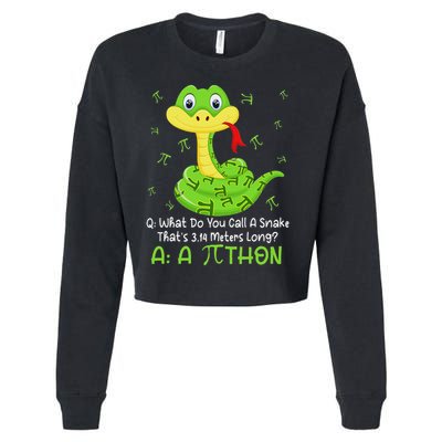 Python Pithon Pi Symbol Funny Math Teacher Pi Day Cropped Pullover Crew
