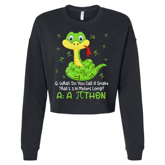 Python Pithon Pi Symbol Funny Math Teacher Pi Day Cropped Pullover Crew