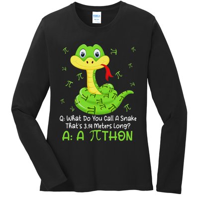 Python Pithon Pi Symbol Funny Math Teacher Pi Day Ladies Long Sleeve Shirt