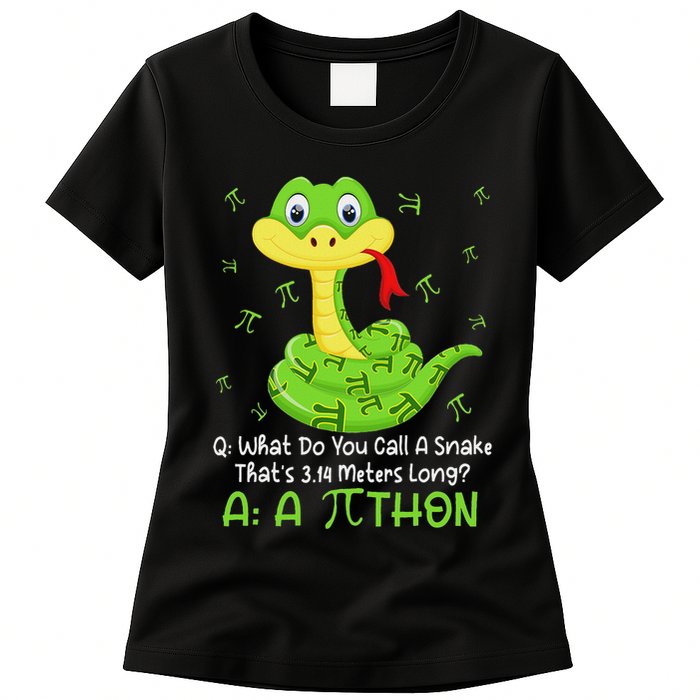 Python Pithon Pi Symbol Funny Math Teacher Pi Day Women's T-Shirt