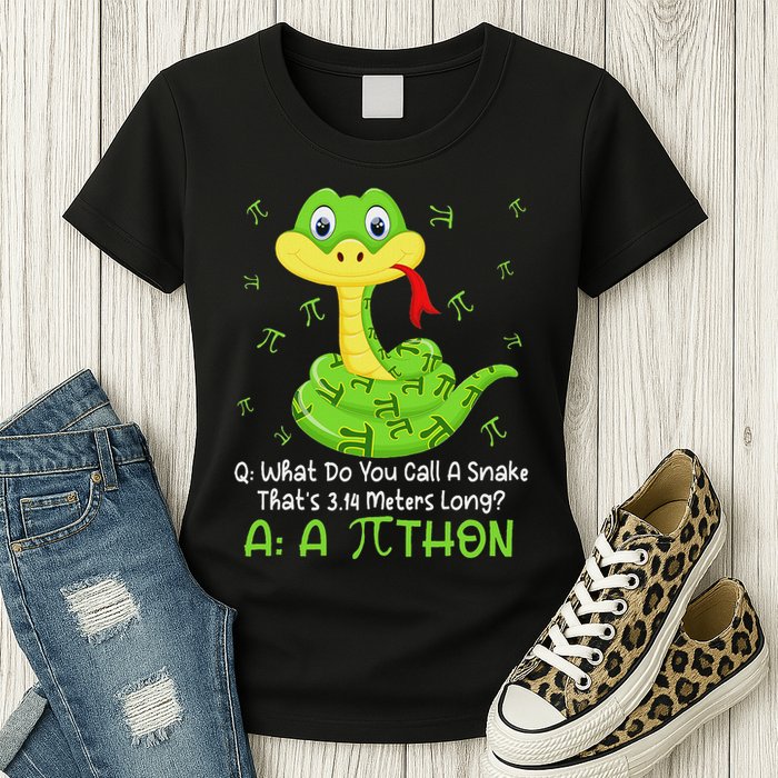 Python Pithon Pi Symbol Funny Math Teacher Pi Day Women's T-Shirt