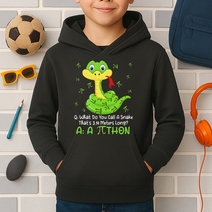 Python Pithon Pi Symbol Funny Math Teacher Pi Day Kids Hoodie
