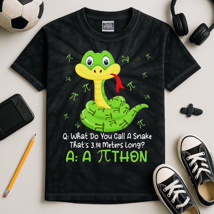 Python Pithon Pi Symbol Funny Math Teacher Pi Day Kids Tie-Dye T-Shirt