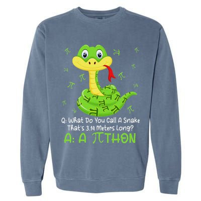 Python Pithon Pi Symbol Funny Math Teacher Pi Day Garment-Dyed Sweatshirt