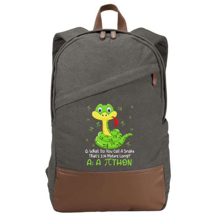 Python Pithon Pi Symbol Funny Math Teacher Pi Day Cotton Canvas Backpack
