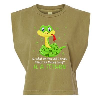 Python Pithon Pi Symbol Funny Math Teacher Pi Day Garment-Dyed Women's Muscle Tee