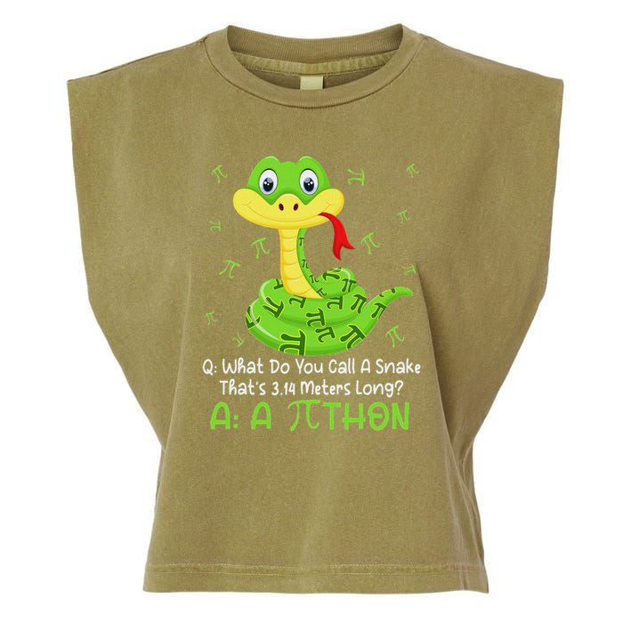 Python Pithon Pi Symbol Funny Math Teacher Pi Day Garment-Dyed Women's Muscle Tee