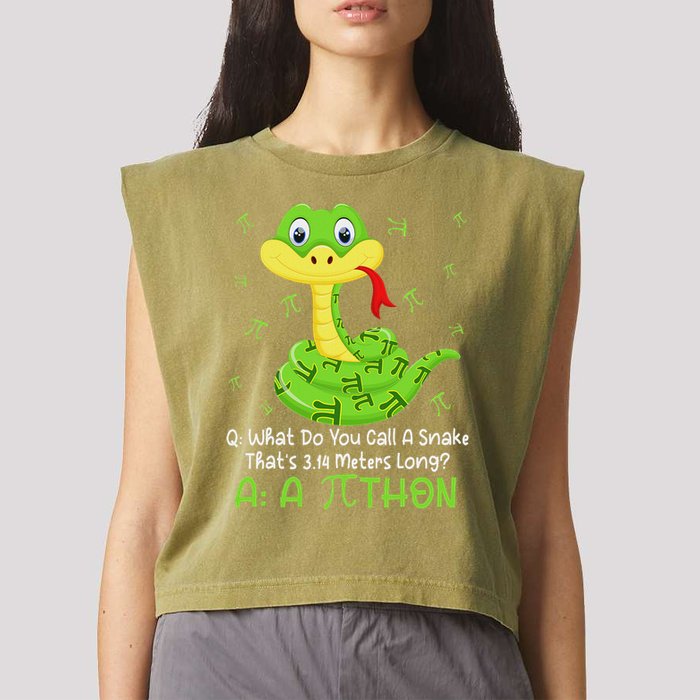 Python Pithon Pi Symbol Funny Math Teacher Pi Day Garment-Dyed Women's Muscle Tee