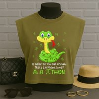 Python Pithon Pi Symbol Funny Math Teacher Pi Day Garment-Dyed Women's Muscle Tee