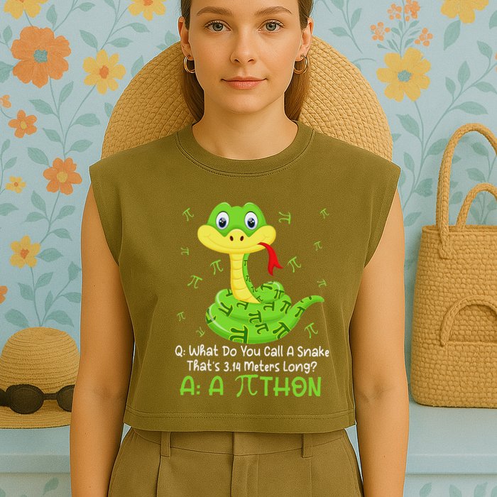 Python Pithon Pi Symbol Funny Math Teacher Pi Day Garment-Dyed Women's Muscle Tee