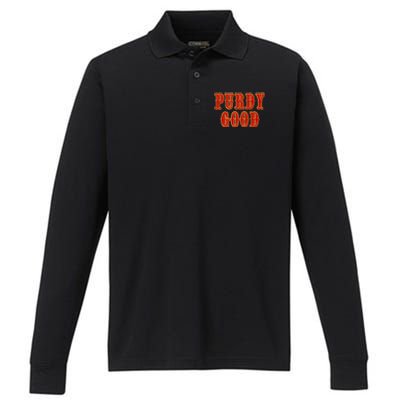 Purdy Purdy Purdy Good Football Quarterback Performance Long Sleeve Polo