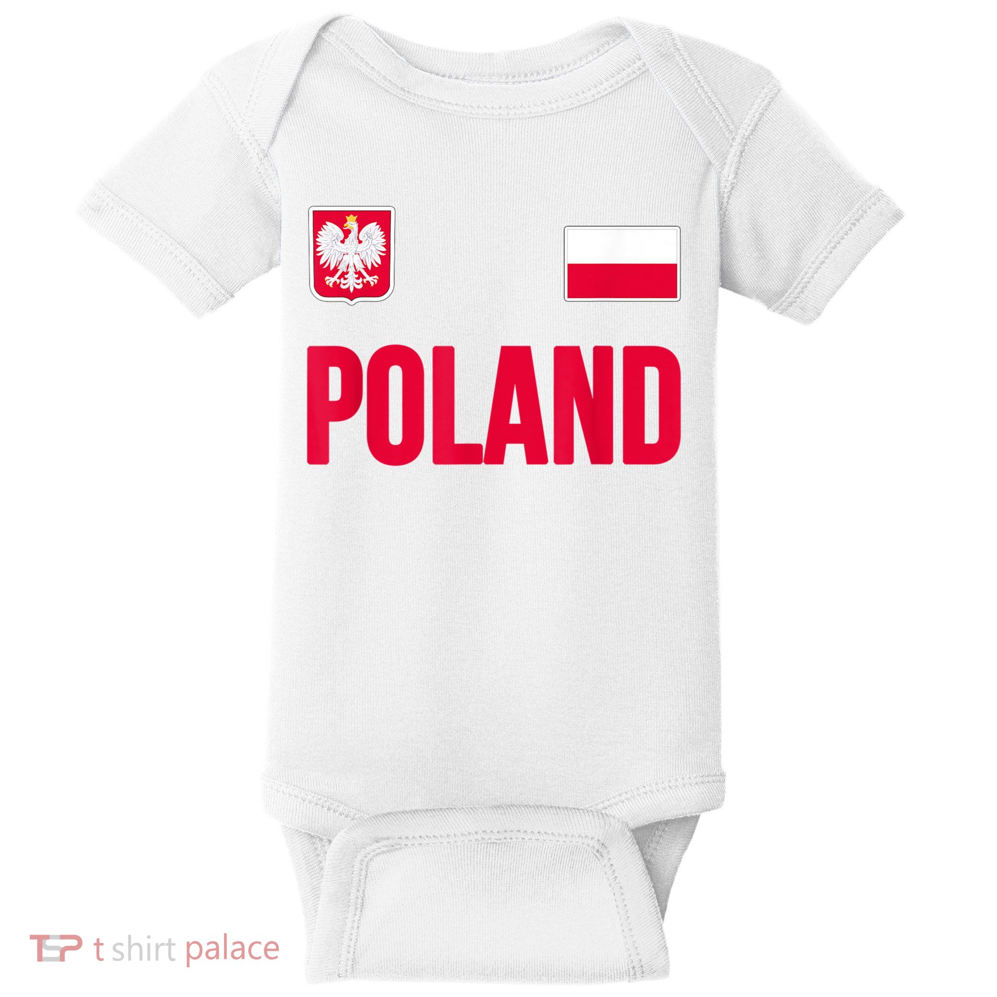 Poland Polska Polish Flag Souvenir Gift Soccer Jersey Baby Bodysuit