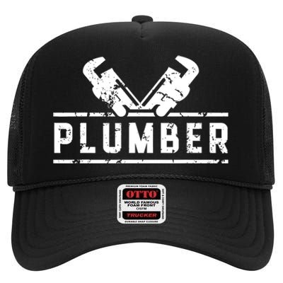 Plumber Profession Plumbing Sayings Job High Crown Mesh Back Trucker Hat