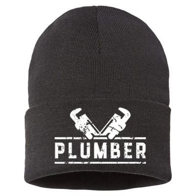 Plumber Profession Plumbing Sayings Job Sustainable Knit Beanie