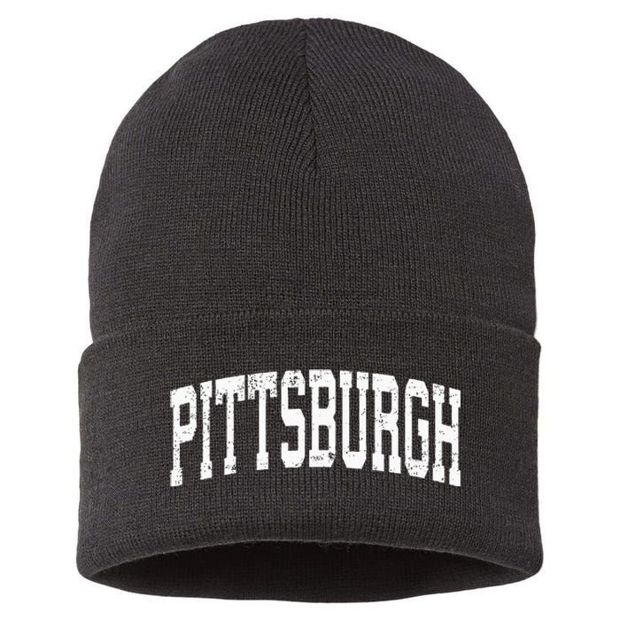 Pittsburgh Pennsylvania PA Vintage Athletic Sports Sustainable Knit Beanie