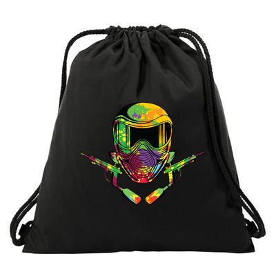 Paintball Player Paint Shooting Paintballer Air Gun Drawstring Bag