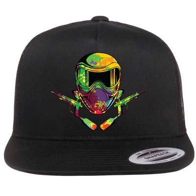 Paintball Player Paint Shooting Paintballer Air Gun Flatbill Hat