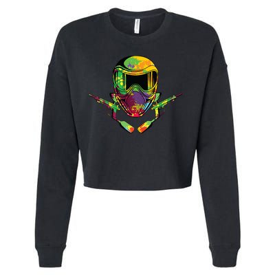 Paintball Player Paint Shooting Paintballer Air Gun Cropped Pullover Crew