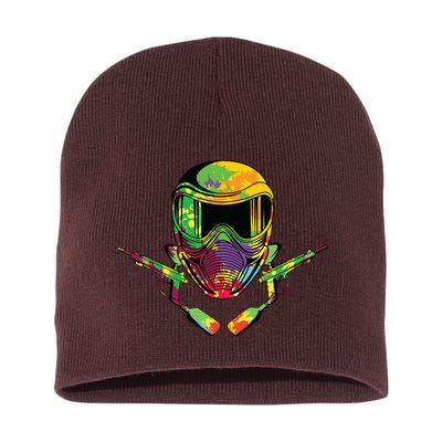 Paintball Player Paint Shooting Paintballer Air Gun Short Acrylic Beanie
