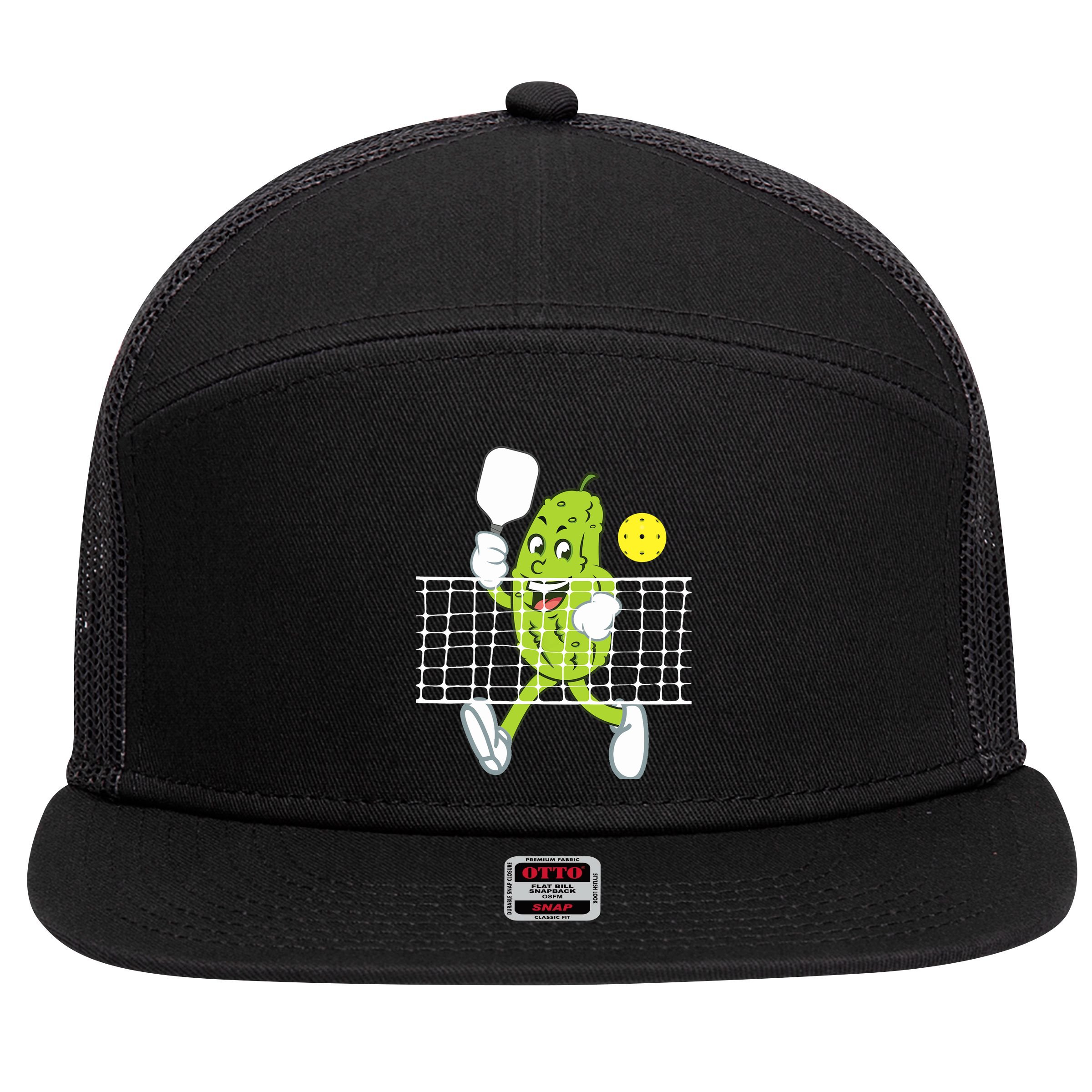 Pickle Playing Pickleball Funny Pickleball Paddleball 7 Panel Mesh Trucker Snapback Hat