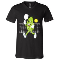 Pickle Playing Pickleball Funny Pickleball Paddleball V-Neck T-Shirt