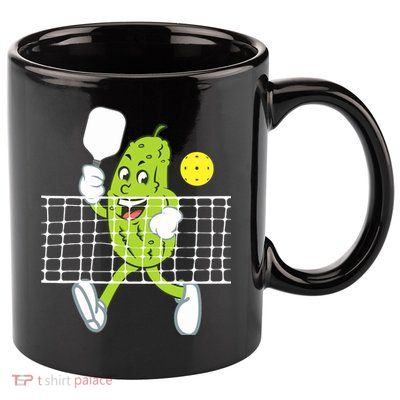 Pickle Playing Pickleball Funny Pickleball Paddleball 11oz C Handle Ceramic Mug