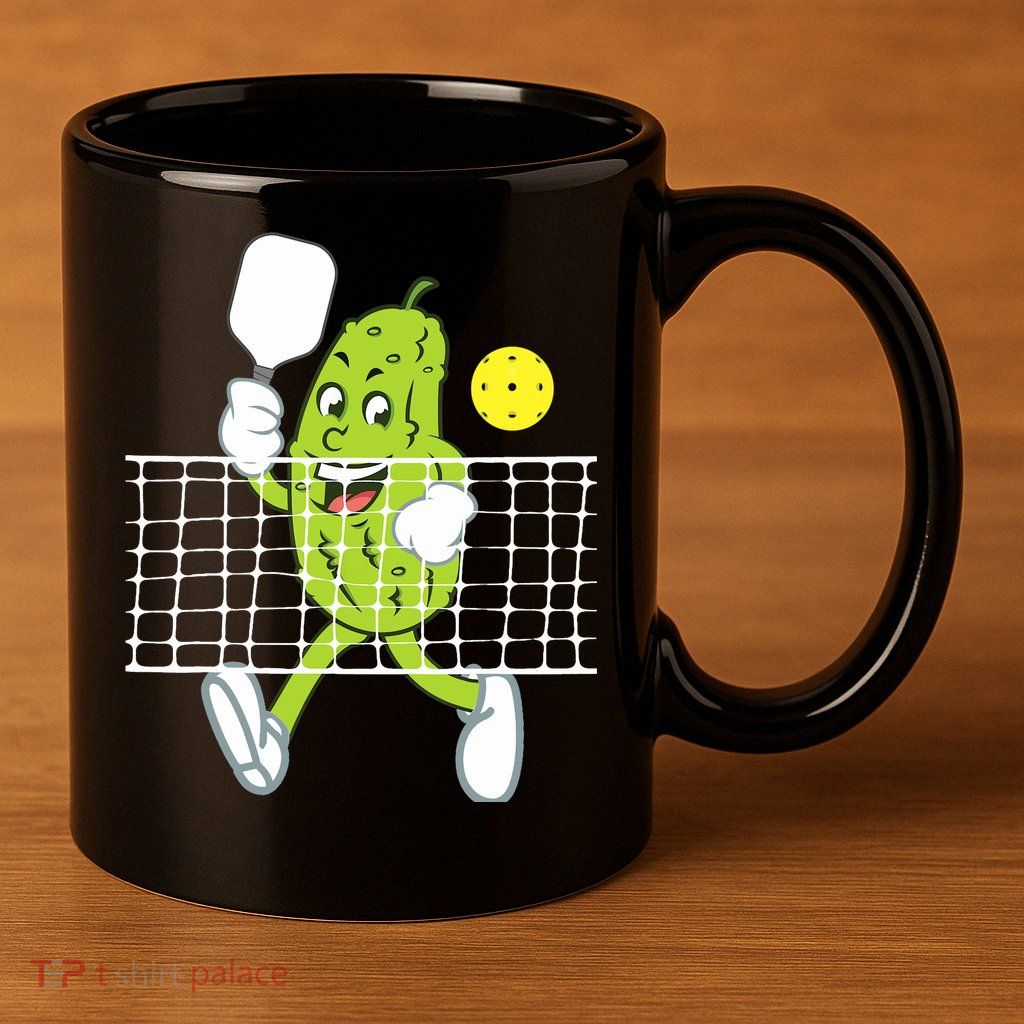 Pickle Playing Pickleball Funny Pickleball Paddleball 11oz C Handle Ceramic Mug