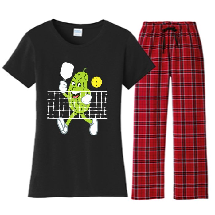 Pickle Playing Pickleball Funny Pickleball Paddleball Women's Flannel Pajama Set