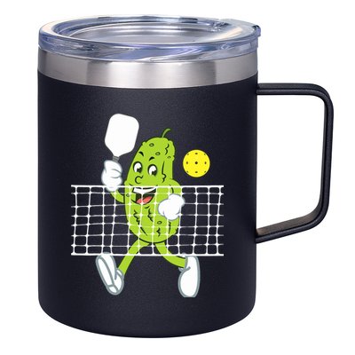 Pickle Playing Pickleball Funny Pickleball Paddleball 12oz Stainless Steel Coffee Mug