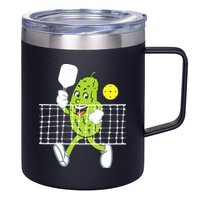 Pickle Playing Pickleball Funny Pickleball Paddleball 12oz Stainless Steel Coffee Mug