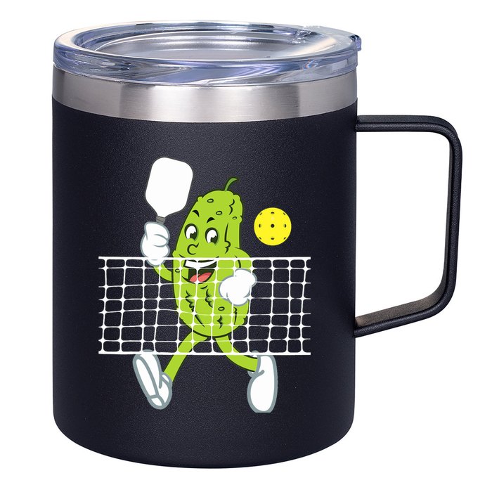 Pickle Playing Pickleball Funny Pickleball Paddleball 12oz Stainless Steel Coffee Mug