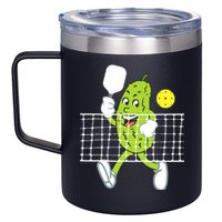 Pickle Playing Pickleball Funny Pickleball Paddleball 12oz Stainless Steel Coffee Mug