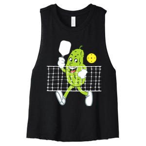 Pickle Playing Pickleball Funny Pickleball Paddleball Women's Racerback Cropped Tank