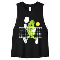 Pickle Playing Pickleball Funny Pickleball Paddleball Women's Racerback Cropped Tank