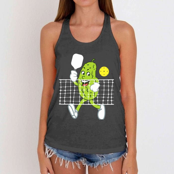 Pickle Playing Pickleball Funny Pickleball Paddleball Women's Knotted Racerback Tank